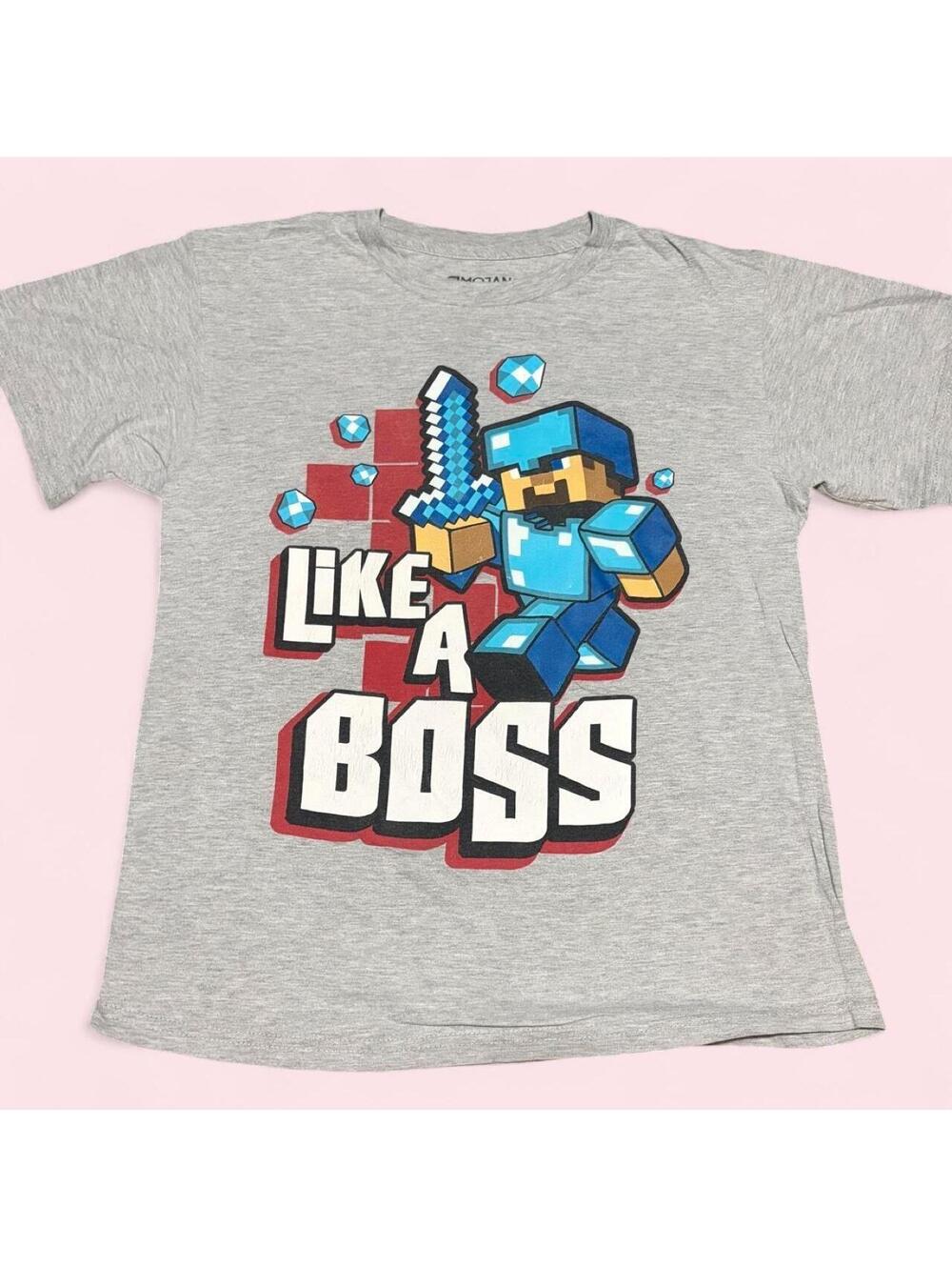 Mojang Minecraft Like a Boss Graphic T-Shirt — Size XL (14/16) - 0435 -